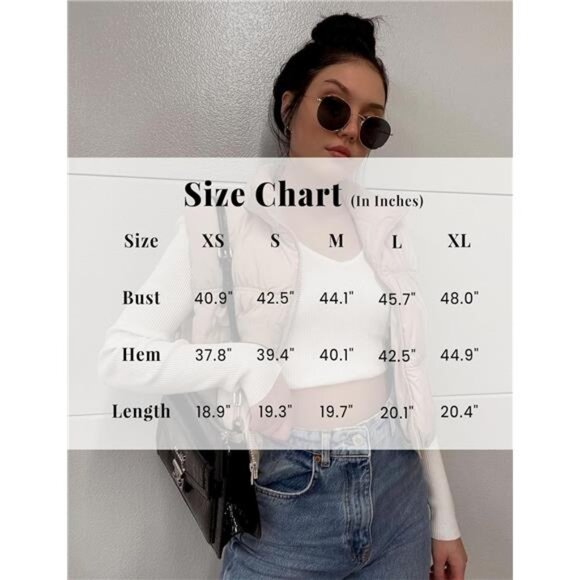 Womens Cropped Puffer Vest Zip Up Beige - Picture 6 of 6